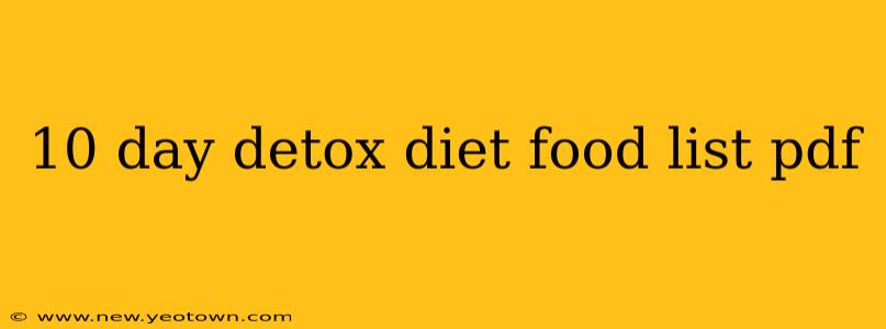 10 day detox diet food list pdf