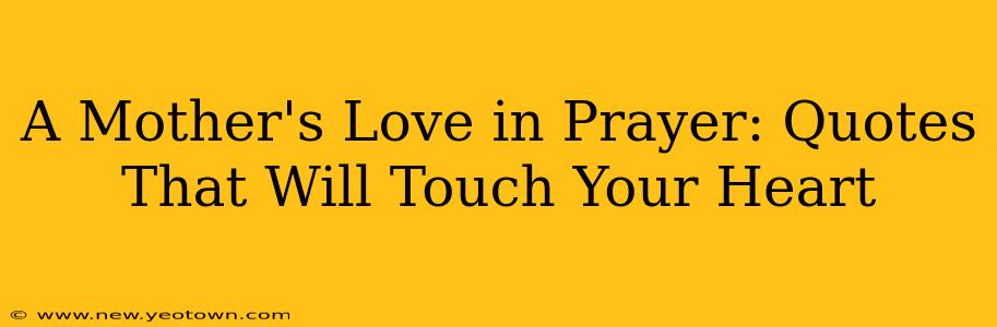 A Mother's Love in Prayer: Quotes That Will Touch Your Heart