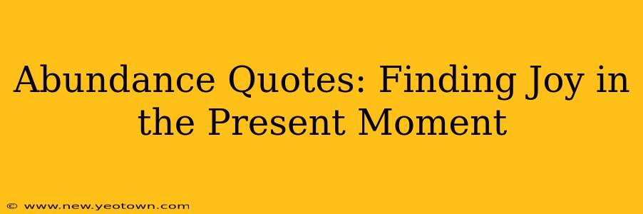 Abundance Quotes: Finding Joy in the Present Moment