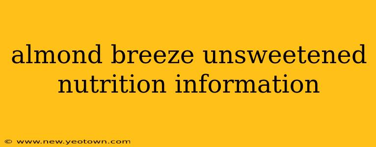 almond breeze unsweetened nutrition information