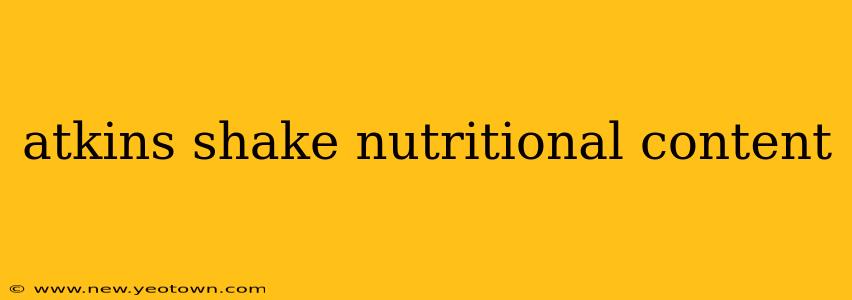 atkins shake nutritional content
