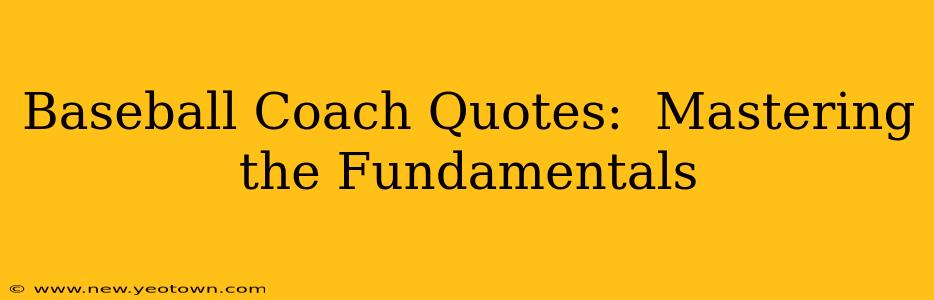 Baseball Coach Quotes:  Mastering the Fundamentals