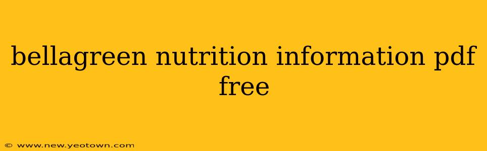 bellagreen nutrition information pdf free