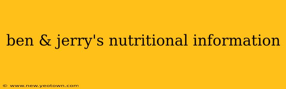 ben & jerry's nutritional information