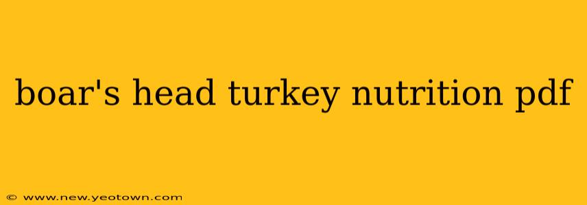 boar's head turkey nutrition pdf