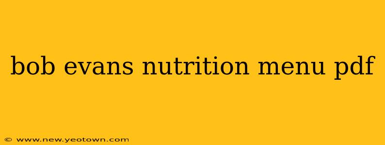 bob evans nutrition menu pdf