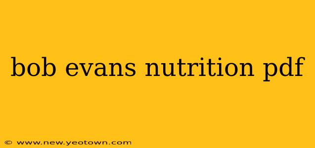 bob evans nutrition pdf