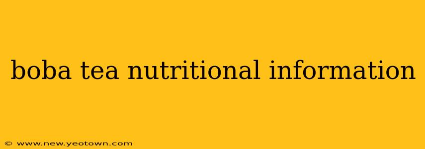 boba tea nutritional information