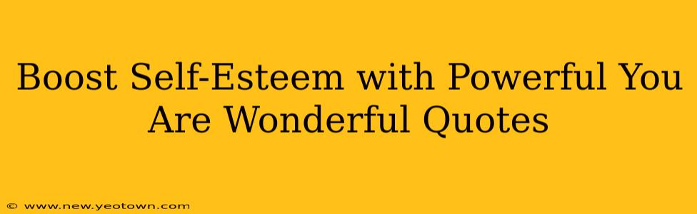 Boost Self-Esteem with Powerful You Are Wonderful Quotes