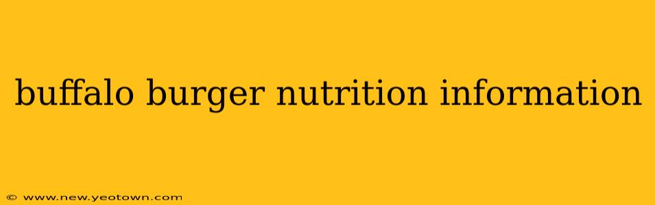 buffalo burger nutrition information