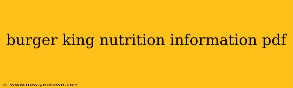 burger king nutrition information pdf