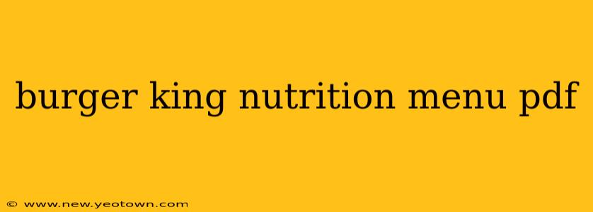 burger king nutrition menu pdf