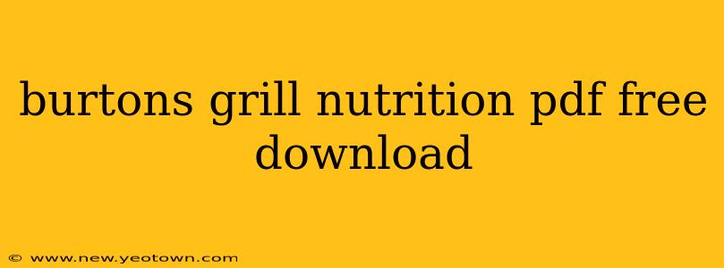burtons grill nutrition pdf free download