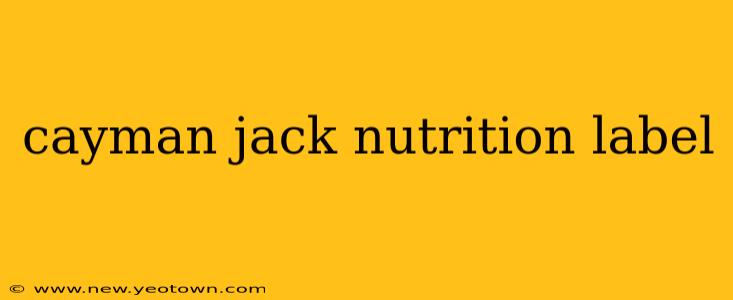 cayman jack nutrition label