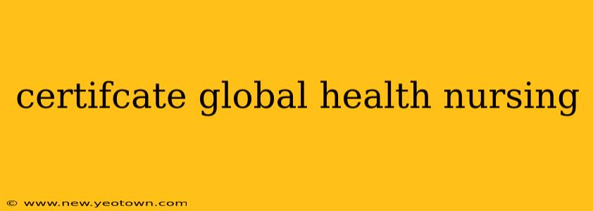 certifcate global health nursing