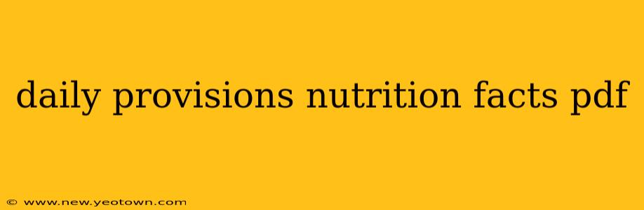 daily provisions nutrition facts pdf