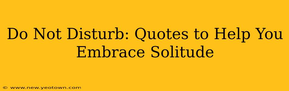 Do Not Disturb: Quotes to Help You Embrace Solitude