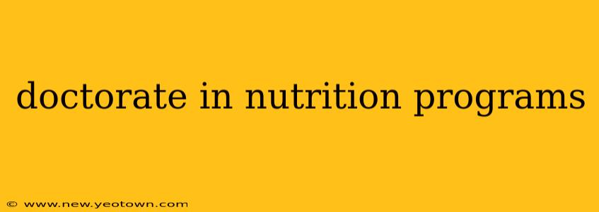 doctorate in nutrition programs