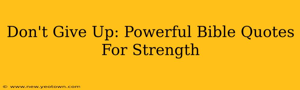 Don't Give Up: Powerful Bible Quotes For Strength