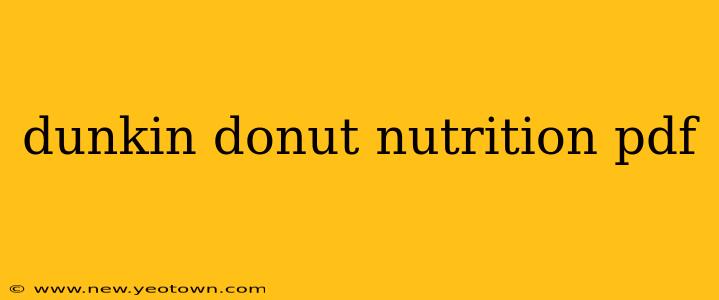 dunkin donut nutrition pdf