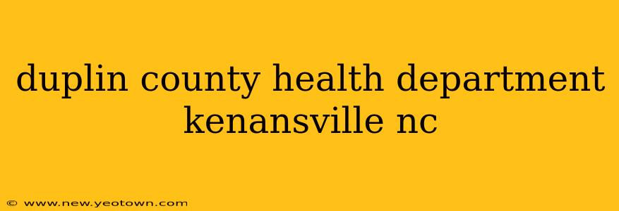 duplin county health department kenansville nc