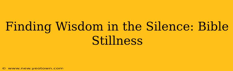 Finding Wisdom in the Silence: Bible Stillness