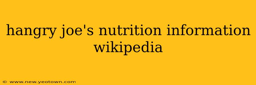 hangry joe's nutrition information wikipedia
