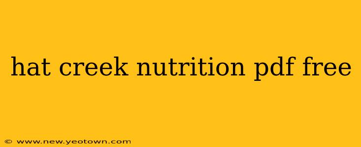 hat creek nutrition pdf free