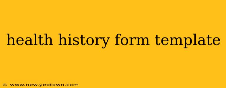 health history form template