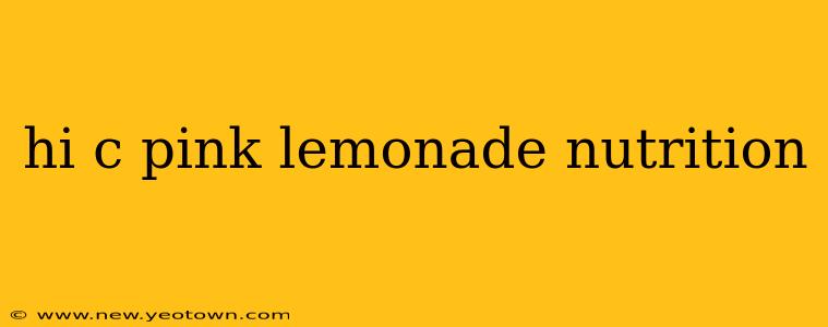 hi c pink lemonade nutrition