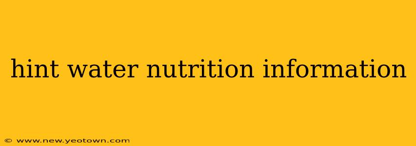 hint water nutrition information