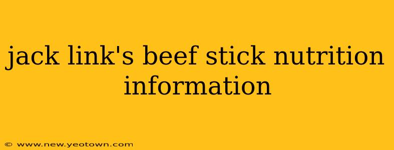 jack link's beef stick nutrition information