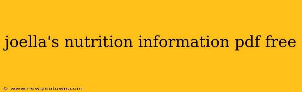 joella's nutrition information pdf free