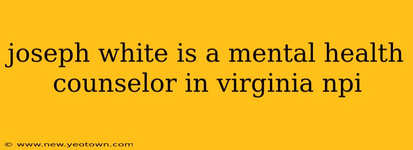 joseph white is a mental health counselor in virginia npi