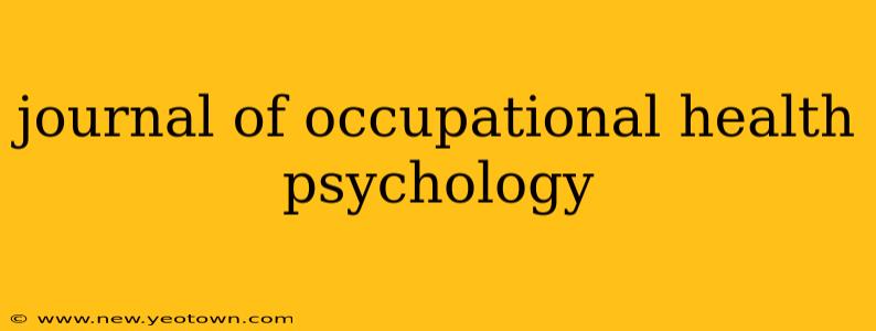 journal of occupational health psychology