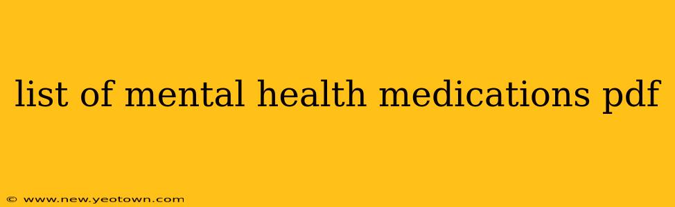 list of mental health medications pdf