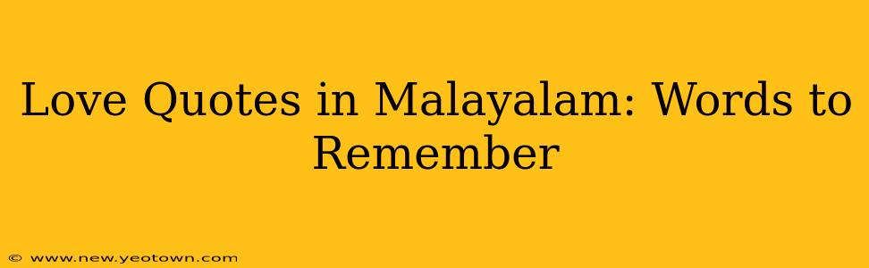 Love Quotes in Malayalam: Words to Remember