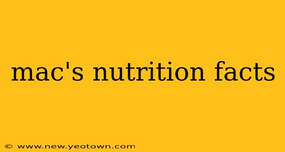 mac's nutrition facts
