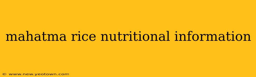 mahatma rice nutritional information