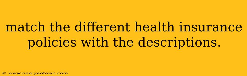 match the different health insurance policies with the descriptions.