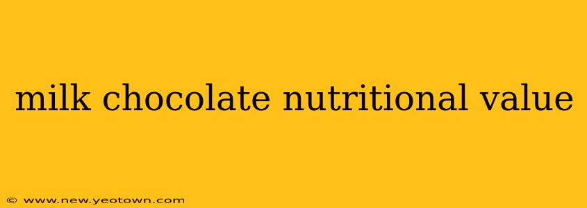 milk chocolate nutritional value