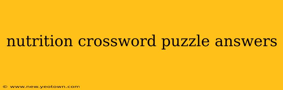 nutrition crossword puzzle answers