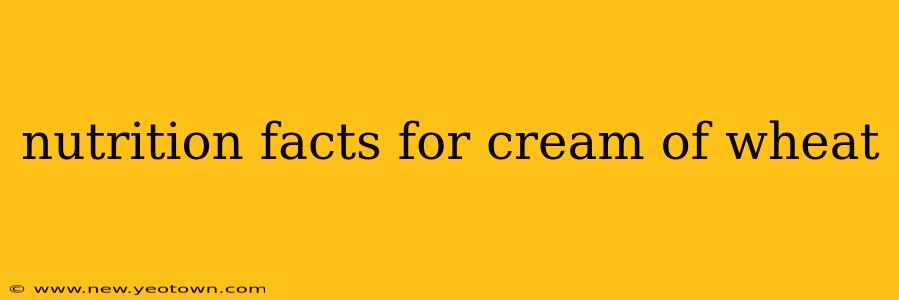 nutrition facts for cream of wheat
