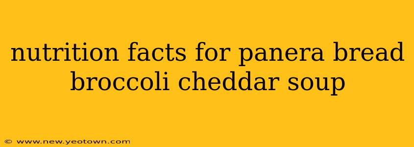 nutrition facts for panera bread broccoli cheddar soup