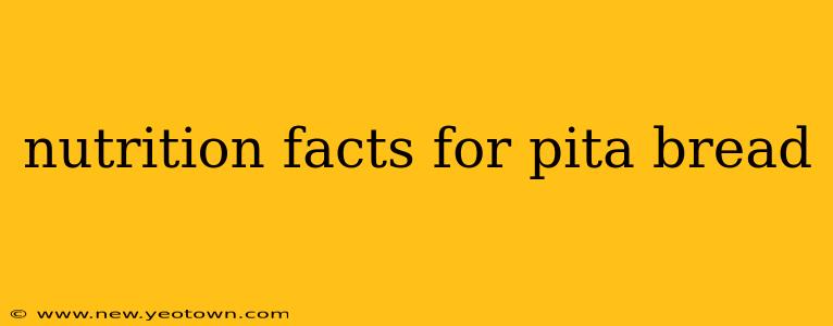 nutrition facts for pita bread