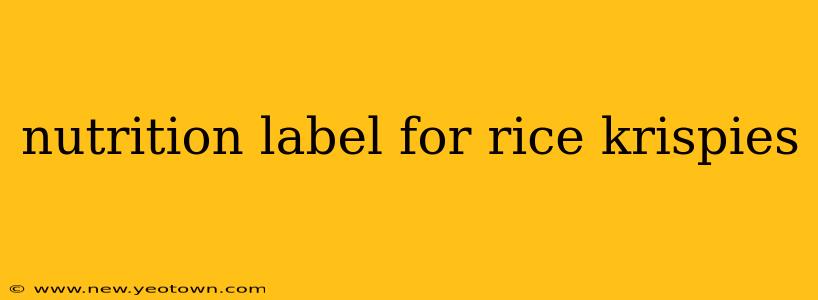 nutrition label for rice krispies