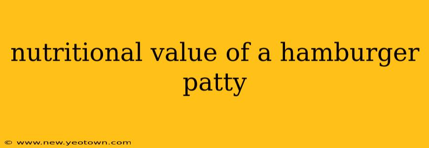 nutritional value of a hamburger patty
