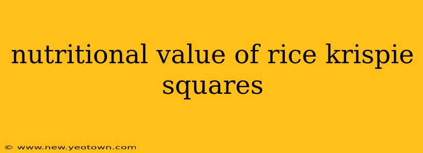 nutritional value of rice krispie squares