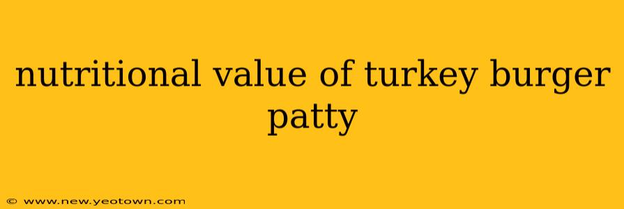 nutritional value of turkey burger patty