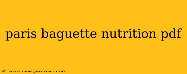 paris baguette nutrition pdf